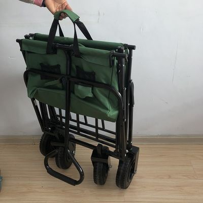 एयर व्हील 80kgs के साथ अवकाश तह समुद्र तट वैगन ग्रीन यूटिलिटी वैगन