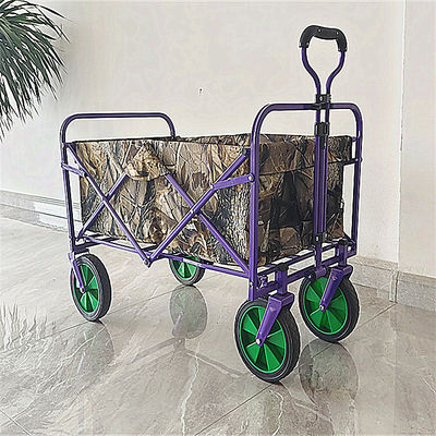 वापस लेने योग्य हैंडल डबल ऑक्सफोर्ड क्लॉथ पॉकेट के साथ पीवीसी कोटिंग फोल्डिंग वैगन कार्ट