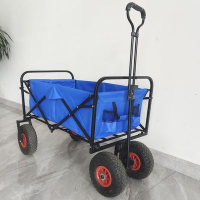 स्टेनलेस स्टील फ्रेम कोलैप्सिबल फोल्डिंग वैगन न्यूमेटिक टायर व्हील पोर्टेबल गार्डन कार्ट